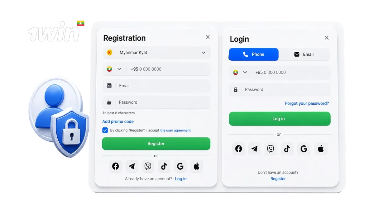 1win registration Myanmar account creation login and KYC guide.